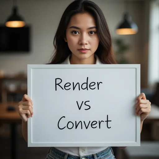 render vs convert adalah